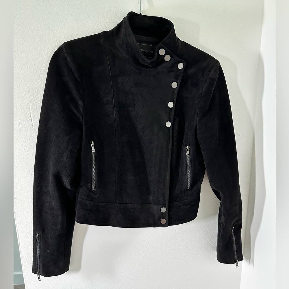 BCBGMaxAzria Black Suede Asymmetrical Design